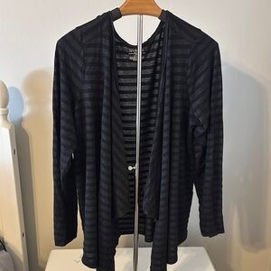 Black and Gray Striped Cardigan